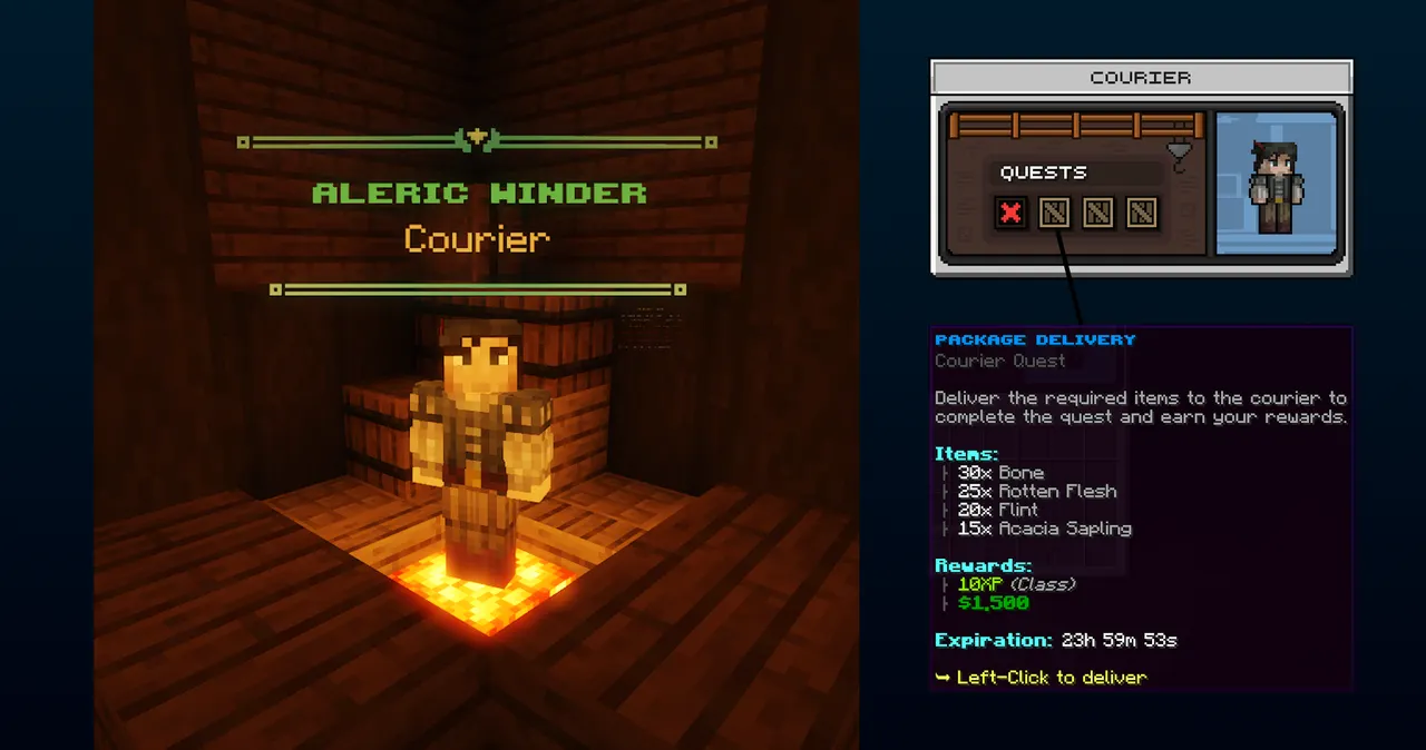 SupaSMP RPG - Courier Delivery Quests SupaSMP Minecraft RPG server Courier NPC with delivery quests and daily objectives