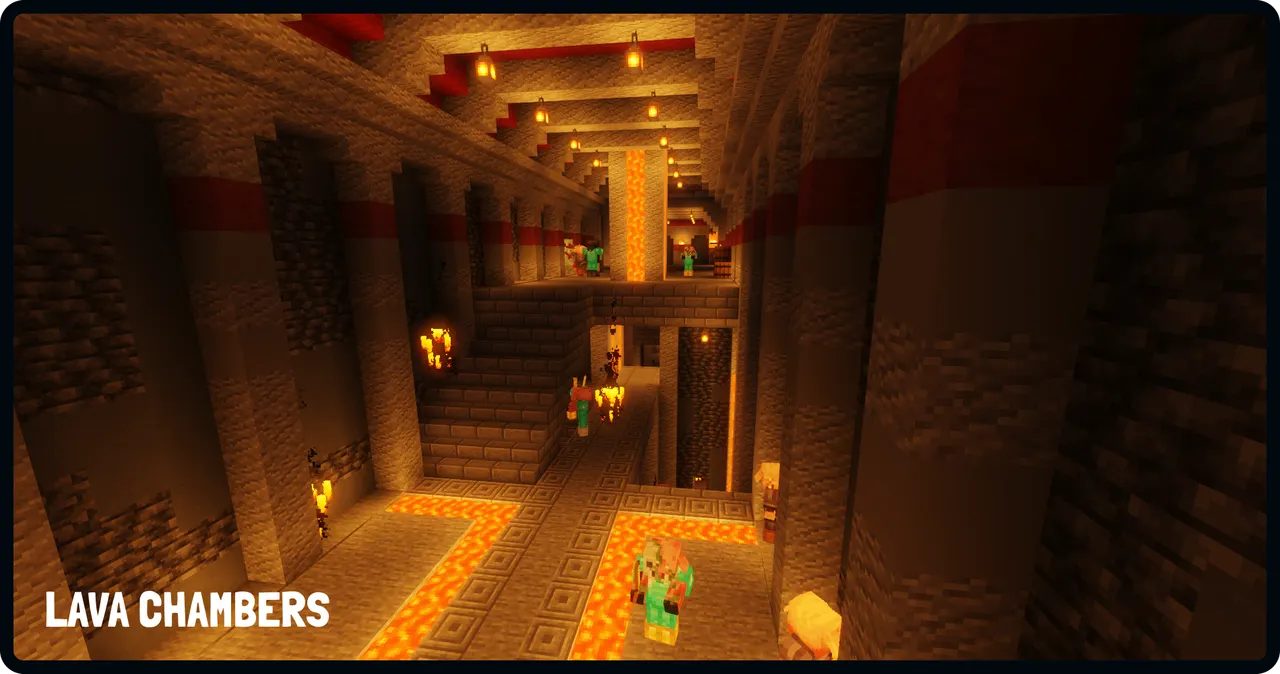 SupaSMP Dungeon - Lava Chambers SupaSMP Minecraft survival server Lava Chambers dungeon interior with fire theme and nether mobs