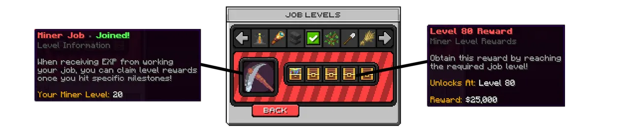 SupaSMP Jobs - Level Up Your Professions SupaSMP Minecraft server jobs levels progression system with money income and milestone rewards