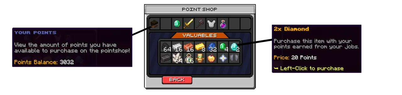 SupaSMP Jobs - Point Shop Rewards SupaSMP Minecraft survival server jobs point shop with 50 plus items and exclusive rewards
