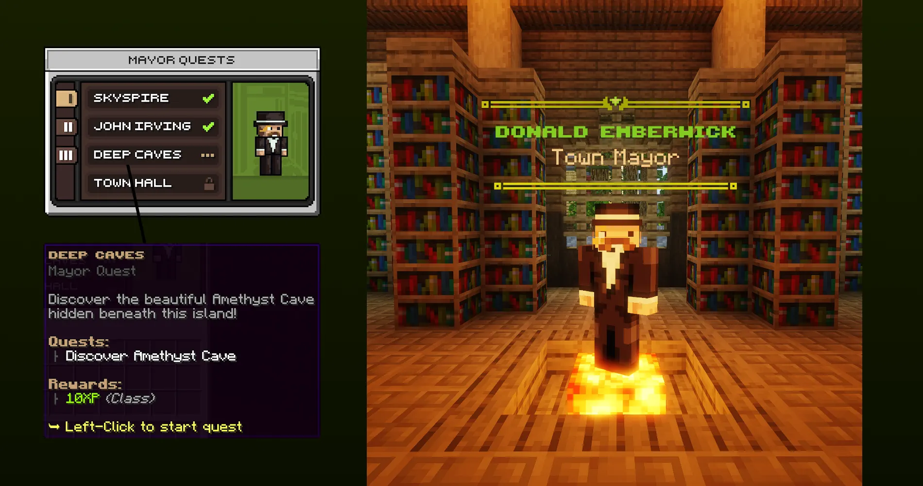 SupaSMP RPG - Mayor NPC Town Hall Quests SupaSMP Minecraft RPG server Mayor NPC in Grinwood Town Hall offering starter quests