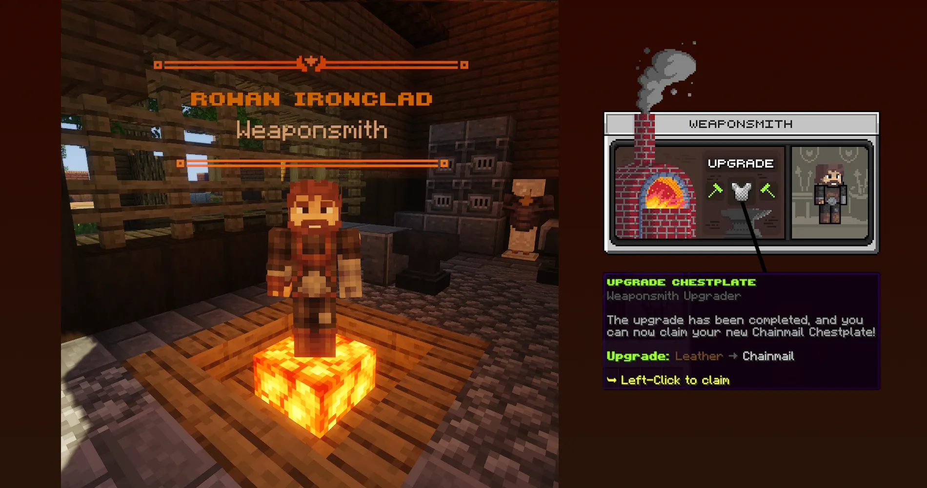 SupaSMP RPG - Weaponsmith Blacksmith Services SupaSMP Minecraft RPG server Weaponsmith NPC blacksmith offering tool and weapon upgrades